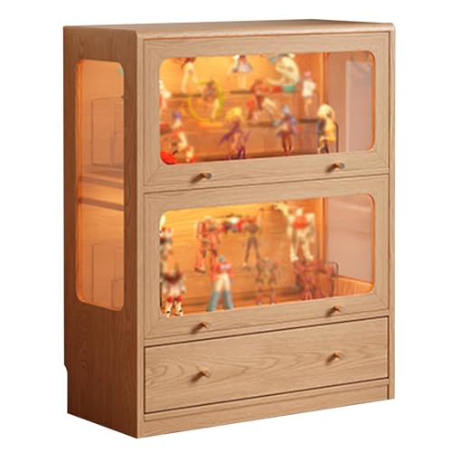 3-stöckige Vitrine mit Hochklappbaren Türen aus Gehärtetem Glass, Bücherregal aus Massivholz, Nicht Leicht zu Entleeren, for Zuhause, Büro 3-stöckige Vitrine mit Hochklappbaren Türen aus Gehärtetem Glass, Bücherregal aus Massivholz, Nicht Leicht zu Entleeren, for Zuhause, Büro von Generic