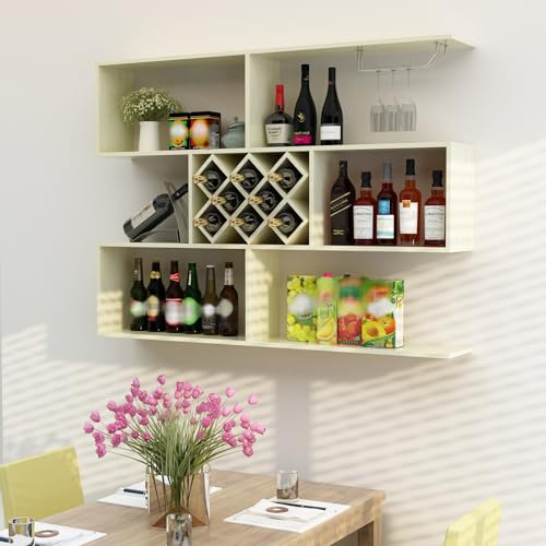 3-stöckiger wandmontierter Weinhalter und Glasregal - Stilvoller hängender Weinschrank für Bars und Restaurants - Moderne Aufbewahrungslösung für Wohnaccessoires 3-stöckiger wandmontierter Weinhalter und Glasregal - Stilvoller hängender Weinschrank für Bars und Restaurants - Moderne Aufbewahrungslösung für Wohnaccessoires von Generic