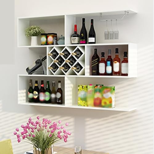 3-stöckiges wandmontiertes Weinregal mit Glashalter - Moderner Weinschrank für Restaurant und Bar Stilvolles Wohnkulturregal Platzsparendes Design für Weinliebhaber von Generic