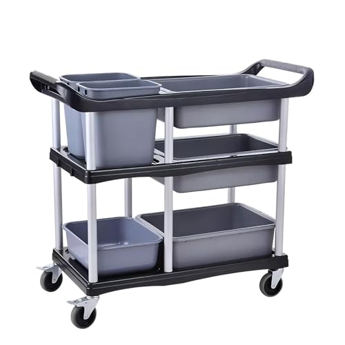 3-stufig schweres Utility Cart, Restaurant Castlery Cart, Mehrzweck-Organisator für Mobile Regale mit 6 Becken und 2 Eimer. 3-stufig schweres Utility Cart, Restaurant Castlery Cart, Mehrzweck-Organisator für Mobile Regale mit 6 Becken und 2 Eimer. von Generic