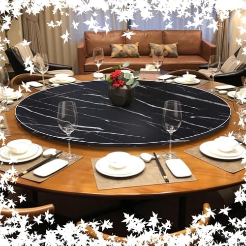 30-Zoll-großer Esstisch-Plattenspieler Home Kitchen Drehbares Serviertablett Holz Lazy Susan Plattenteller Runder Drehbarer Tischplatten-Organizer, Black Stripes, 60cm(24") von Generic