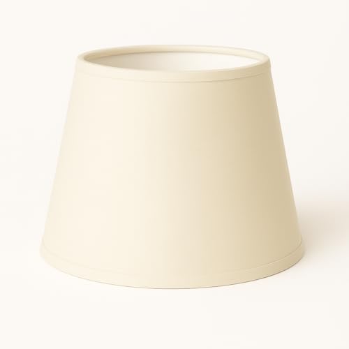 30 cm Lampenschirm, Kegel, Baumwollstoff mit weißer PVC-Rückseite, handgefertigtes Produkt, für Tischlampe, Stehlampe (Elfenbein) von Generic