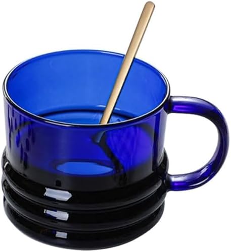 300 ml Farbglas Kaffee Tasse Doppelwand Glass Tasse mit Griff Trinken Becher Home Juice Biergläser Getränke Tasse, blau von Generic