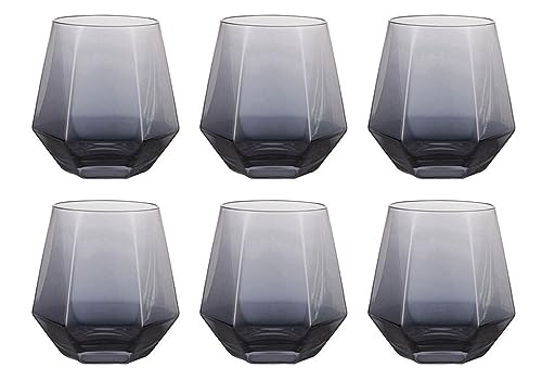 300ml Diamant Whiskey Gläser 4/6 Set, Klar Geometrisch Modisch Wasser Saft Tumbler Gekippt Scotch Glas Modern Look Für Männer Frauen, Papa, Ehemann, Freunde, Glaswaren Für Bourbon/Rum/Bar Tumbler von Generic