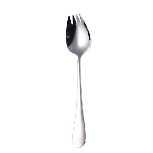 304 Edelstahl 2 in 1 Göffel kreative Löffel, Gabel, Salat Dessert Obst Werkzeug, Edelstahl Dessertlöffel, Obst Spork Picknick (Silber) von Generic