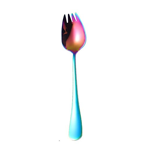 304 Edelstahl 2 in 1 Göffel kreative Löffel, Gabel, Salat Dessert Obst Werkzeug, Edelstahl Dessertlöffel, Obst Spork Picknick (mehrfarbig) von Generic