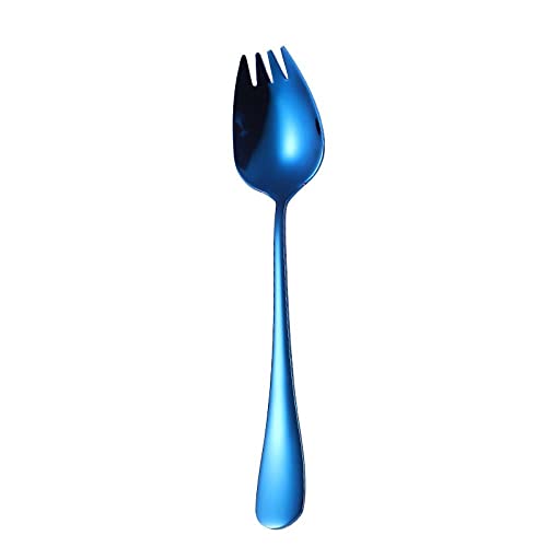 304 Edelstahl 2 in 1 Göffel kreative Löffelgabel, Salat Dessert Obst Werkzeug, Edelstahl Dessertlöffel, Obst Spork Picknick (blau) von Generic