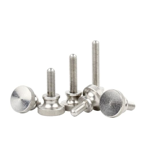 304 Edelstahl Daumen Vorhang Wand Schraube M2 M3 M4 M5 M6 M8 M10 Rändel Schritt Hohe Kopf Hand Festziehen Einstellen Schraube(M4x25mm 2pcs) von Generic