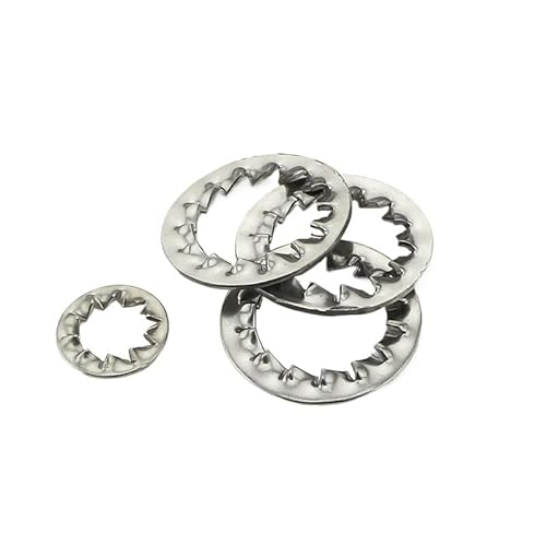 304 SSteel M3 M4 M5 M6 M8 M10 M12 M14 M16-M33 Externe interne gezahnte Fächerscheibe Dichtung(M6 50PCS,Internal) von Generic