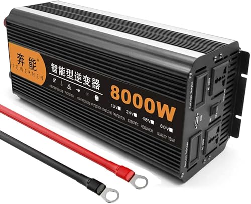 3200w Reiner Sinus-wechselrichter Dc 12v Zu Ac 220v Konverter Mit Fernbedienung Dual-ac-steckdosen Dual-lüfter-USB-anschluss Für Wohnmobil-LKW-Auto, 12V, 8000W von Generic