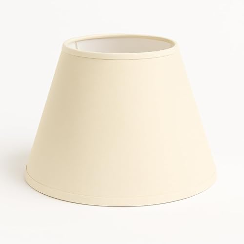35 cm Lampenschirm, Kegel, Baumwollstoff mit weißer PVC-Rückseite, handgefertigtes Produkt, für Tischlampe, Stehlampe (Elfenbein) von Generic