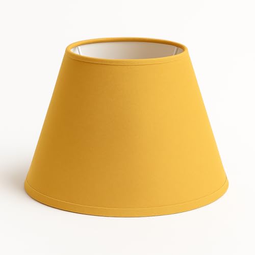35 cm Lampenschirm, Kegel, Baumwollstoff mit weißer PVC-Rückseite, handgefertigtes Produkt, für Tischlampe, Stehlampe (Ocker) von Generic