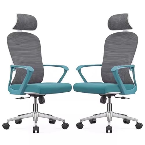 360°-Bürostühle mit Stabiler Basis, Moderner Ergonomischer Meditationsstuhl aus Netzgewebe mit Lendenwirbelstütze und Armlehne, Schwenkräder, Tragkraft 113 Kg (2er-Pack)(Blue) von Generic