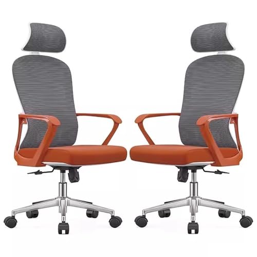 360°-Bürostühle mit Stabiler Basis, Moderner Ergonomischer Meditationsstuhl aus Netzgewebe mit Lendenwirbelstütze und Armlehne, Schwenkräder, Tragkraft 113 Kg (2er-Pack)(Brown) von Generic