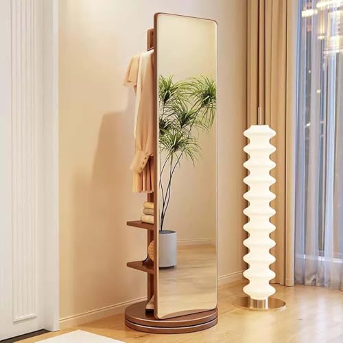360 ° Drehbarer Ganzlängenspiegel Bodenspiegel Mit Garderobenständer Und 3-stufigen Trennwänden Moderner Ganzkörperspiegel Im Einfachen Stil Für Wohnzimmer Schlafzimmer Garderobe, Brown 360 ° Drehbarer Ganzlängenspiegel Bodenspiegel Mit Garderobenständer Und 3-stufigen Trennwänden Moderner Ganzkörperspiegel Im Einfachen Stil Für Wohnzimmer Schlafzimmer Garderobe, Brown von Generic