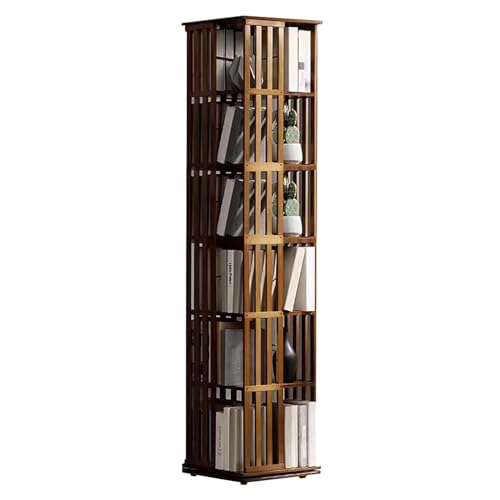 360° Drehbares Bücherregal Aus Bambus, 6-stufiges, Bodenstehendes Bücherregal, Drehbares Organizer-aufbewahrungsregal für Kleine Räume, Zuhause, Büro von Generic