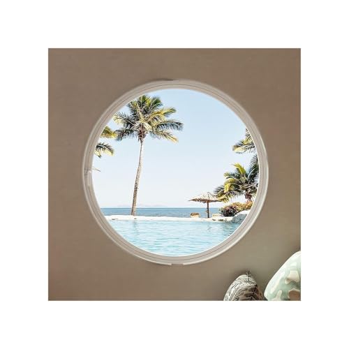 360° Drehbares Rundes Schuppenfenster Aus Gehärtetem Glas, Bullauge Mit Runder Öffnung, Flächenbündig Montiertes Badezimmer, Schlafzimmer, Wohnzimmer(White,70cm) von Generic
