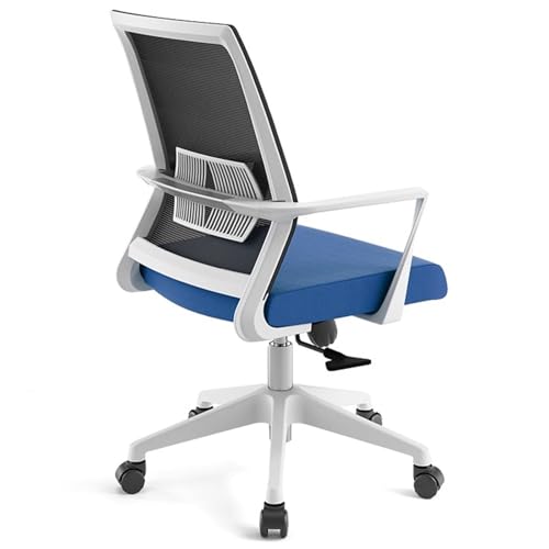 360° Drehstuhl mit Mittlerer Rückenlehne und Festen Armlehnen, Ergonomischer Computer-Arbeitsstuhl aus Netzgewebe mit Lordosenstütze, Starke Tragfähigkeit, für Studenten(Blue) von Generic