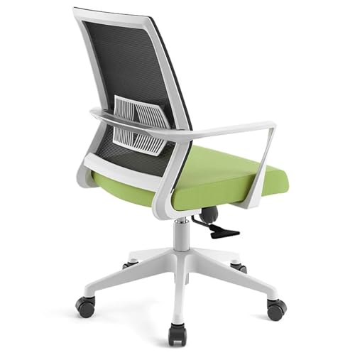 360° Drehstuhl mit Mittlerer Rückenlehne und Festen Armlehnen, Ergonomischer Computer-Arbeitsstuhl aus Netzgewebe mit Lordosenstütze, Starke Tragfähigkeit, für Studenten(Green) von Generic