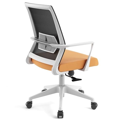 360° Drehstuhl mit Mittlerer Rückenlehne und Festen Armlehnen, Ergonomischer Computer-Arbeitsstuhl aus Netzgewebe mit Lordosenstütze, Starke Tragfähigkeit, für Studenten(Orange) von Generic
