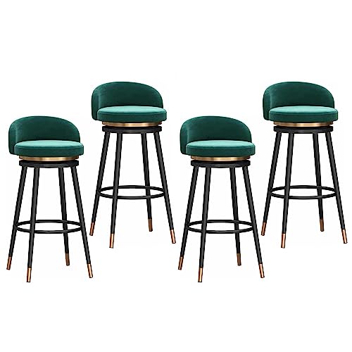 360° Schwenkbar Stehgarnitur 4 Velvet Hochholstered Bar Stühle mit Backrest & Fußtrest Schwarz Metallbasis für Küche Insel Modern Esszimmer Möbel von Generic
