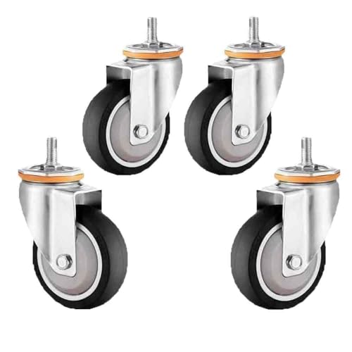 360° Schwenkbare Gleiter mit M16 Gewindebolzen, 4er Set Gummiräder für Möbel mit Bremse, Universelle Maschinen- und Transportrollen 100mm(Swivel) von Generic