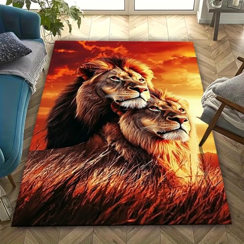 3D Bedruckter Teppich Tier Löwe Polyester Rutschfester Kurzflor Teppich Bodenmatte Leicht Zu Reinigen Für Wohnzimmer Und Schlafzimmer Fußmatte Küchenteppich - Anti-Ermüdungs 160 X 230 cm -432F718J 3D Bedruckter Teppich Tier Löwe Polyester Rutschfester Kurzflor Teppich Bodenmatte Leicht Zu Reinigen Für Wohnzimmer Und Schlafzimmer Fußmatte Küchenteppich - Anti-Ermüdungs 160 X 230 cm -432F718J von Generic