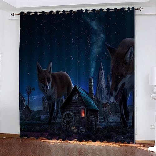 3D Blackout Vorhänge Ösen Gardinen Tierischer Fuchs 3D Vorhänge Blickdicht 2Er Set Thermo-Verdunklungsgardine Gardine Mit Ösen Thermogardinen Für Wo 3D Blackout Vorhänge Ösen Gardinen Tierischer Fuchs 3D Vorhänge Blickdicht 2Er Set Thermo-Verdunklungsgardine Gardine Mit Ösen Thermogardinen Für Wo von Generic