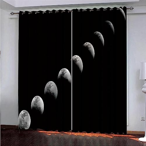 3D Digitaldruck Polyester Faservorhänge, Wohnzimmer Küche Schlafzimmer Kinderzimmer Verdunkelungsvorhänge, Perforierte Vorhänge 2-Teiliges Set - Mon von Generic