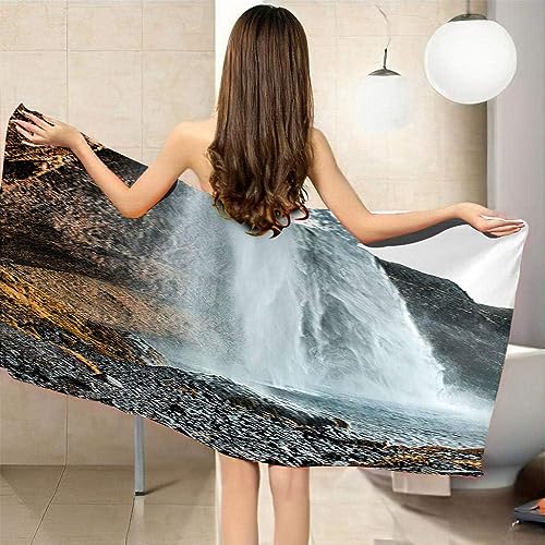 3D Druck Strandtuch Badetuch Mikrofaser Strandtuch Drucken Duschtuch Alpine Wasserfalllandschaft Strandlaken Badelaken Weich Stranddecke Ultraleicht Handtuch Saugfähig Schnelltrocknend 100 X 200 cm von Generic