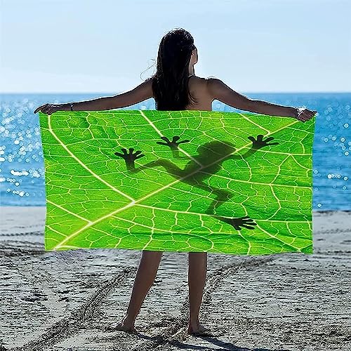 3D Druck Strandtuch Badetuch Mikrofaser Strandtuch Drucken Duschtuch Grüner Blattfrosch Strandlaken Badelaken Weich Stranddecke Ultraleicht Handtuch Saugfähig Schnelltrocknend 90 X 180 cm von Generic