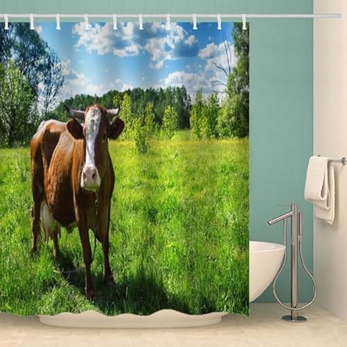 3D Duschvorhang Antischimmel 120 x 200 cm Kuh Duschvorhang Nutztiere, Wasserdicht Polyester Stoff Textil Duschvorhänge Waschbar Bad Vorhäng für Badzimmer mit 8 Haken f-3216 3D Duschvorhang Antischimmel 120 x 200 cm Kuh Duschvorhang Nutztiere, Wasserdicht Polyester Stoff Textil Duschvorhänge Waschbar Bad Vorhäng für Badzimmer mit 8 Haken f-3216 von Generic