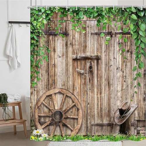 3D Duschvorhang Antischimmel 120 x 200 cm Landhausstil Duschvorhang Scheunentor, Wasserdicht Polyester Stoff Textil Duschvorhänge Waschbar Bad Vorhäng für Badzimmer mit 8 Haken f-1109 3D Duschvorhang Antischimmel 120 x 200 cm Landhausstil Duschvorhang Scheunentor, Wasserdicht Polyester Stoff Textil Duschvorhänge Waschbar Bad Vorhäng für Badzimmer mit 8 Haken f-1109 von Generic