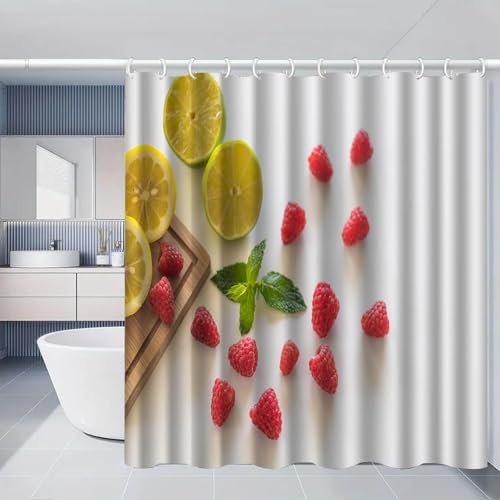 3D Duschvorhang Antischimmel 120 x 200 cm Zitronenfrüchtennfrucht-Print Duschvorhang Jungen Mädchen (Teenager) Wasserdicht Polyester Stoff Textil Duschvorhänge Waschbar Bad Vorhäng für Badzimmer d-247 von Generic