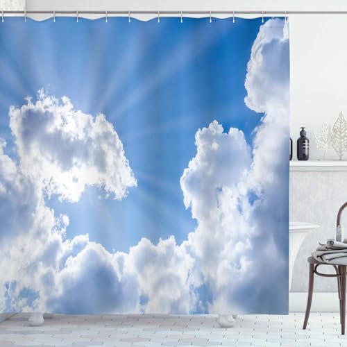 3D Duschvorhang Antischimmel 120x180 cm Himmelwolken Duschvorhang Naturlandschaft, Wasserdicht Polyester Stoff Textil Duschvorhänge Waschbar Bad Vorhäng für Badzimmer mit 8 Haken Y-282 von Generic