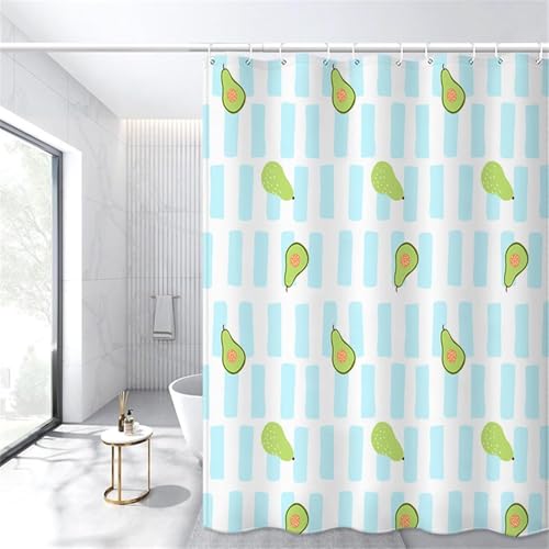 3D Duschvorhang Antischimmel 180x180 cm Avocado Duschvorhang Cartoon, Wasserdicht Polyester Stoff Textil Duschvorhänge Waschbar Bad Vorhäng für Badzimmer mit 12 Haken f-5520 von Generic