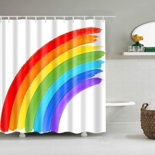 3D Duschvorhang Antischimmel 180x180 cm Regenbogen Duschvorhang Regenbogen, Wasserdicht Polyester Stoff Textil Duschvorhänge Waschbar Bad Vorhäng für Badzimmer mit 12 Haken f-2846 von Generic