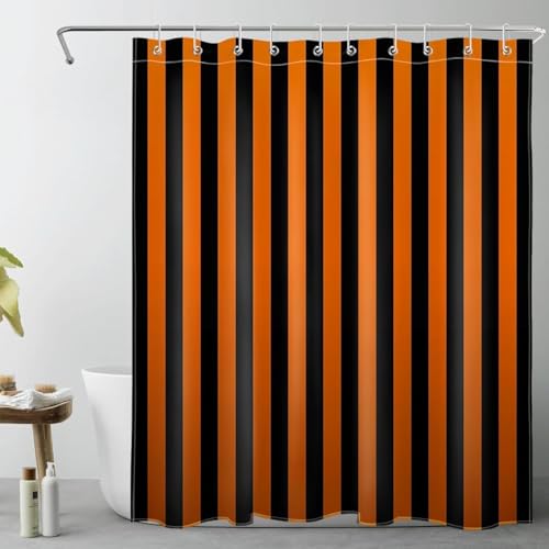 3D Duschvorhang Antischimmel 180x180 cm Vertikale Streifen Duschvorhang Schwarz-Orange, Wasserdicht Polyester Stoff Textil Duschvorhänge Waschbar Bad Vorhäng für Badzimmer mit 12 Haken f-5667 3D Duschvorhang Antischimmel 180x180 cm Vertikale Streifen Duschvorhang Schwarz-Orange, Wasserdicht Polyester Stoff Textil Duschvorhänge Waschbar Bad Vorhäng für Badzimmer mit 12 Haken f-5667 von Generic