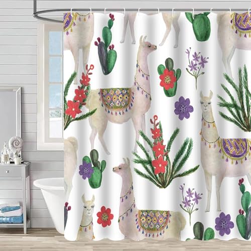 3D Duschvorhang Antischimmel 180x220 cm Kaktus Duschvorhang Pflanzen, Wasserdicht Polyester Stoff Textil Duschvorhänge Waschbar Bad Vorhäng für Badzimmer mit 12 Haken e-5253 von Generic