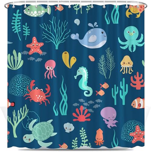 3D Duschvorhang Antischimmel 200x200 cm Cartoon Duschvorhang Junge und Mädchen, Wasserdicht Polyester Stoff Textil Duschvorhänge Waschbar Bad Vorhäng für Badzimmer mit 12 Haken Y-961 von Generic