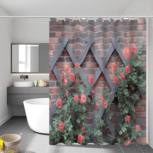 3D Duschvorhang Antischimmel 240x200 cm Gartenszene Duschvorhang Rosa Blumen, Wasserdicht Polyester Stoff Textil Duschvorhänge Waschbar Bad Vorhäng für Badzimmer mit 12 Haken f-5418 3D Duschvorhang Antischimmel 240x200 cm Gartenszene Duschvorhang Rosa Blumen, Wasserdicht Polyester Stoff Textil Duschvorhänge Waschbar Bad Vorhäng für Badzimmer mit 12 Haken f-5418 von Generic