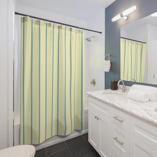 3D Duschvorhang Antischimmel 300x200 cm Grüne Streifen Duschvorhang Landschaft, Wasserdicht Polyester Stoff Textil Duschvorhänge Waschbar Bad Vorhäng für Badzimmer mit 12 Haken Y-927 von Generic