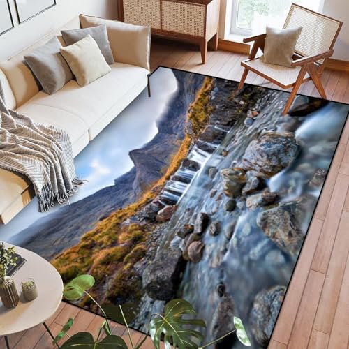 3D Flussfelsenlandschaft Teppich Kinder Jungen Kinderzimmer Gaming Teppich Schlafzimmer Wohnzimmer Krabbelmatte Modern Kinderteppiche Er 160 X 230 cm - Leicht Zu Reinigen -90016073371 von Generic