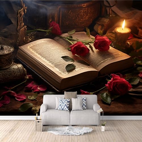 3D Fototapete Alte Bücher 400x280 cm 3D Wandbild Tapete, Modern Vlies Motivtapeten, Rote Rose Groß Foto Tapete, Schlafzimmer Wohnzimmer Büro Wandtapete Deko. 3D Fototapete Alte Bücher 400x280 cm 3D Wandbild Tapete, Modern Vlies Motivtapeten, Rote Rose Groß Foto Tapete, Schlafzimmer Wohnzimmer Büro Wandtapete Deko. von Generic