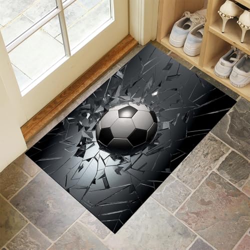 3D-Fußball Fußmatte 50 X 80 cm, Fotografie-Stiltürmatte Außen & Innen, rutschfest Fußmatte, Absorbierend Fussmatte, Türmatte Eingangsteppich Für Haustür & Flur, Grau 3D-Fußball Fußmatte 50 X 80 cm, Fotografie-Stiltürmatte Außen & Innen, rutschfest Fußmatte, Absorbierend Fussmatte, Türmatte Eingangsteppich Für Haustür & Flur, Grau von Generic
