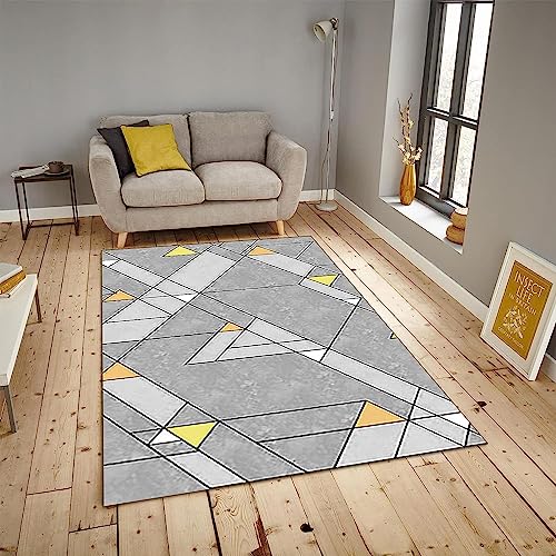 3D-Gedruckte Teppiche Für Wohnzimmer, rutschfeste Teppiche, Schlafzimmer, Nachttisch, Waschbare Fußmatten, Einfache Graue Geometrie 50 X 80 cm -Polyester-Soft-Touch,Leicht Zu Reinigen -3M1S+Q9M von Generic