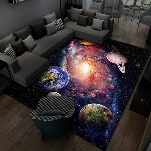 3D Gedruckter Teppich Weltraum-Planet-Universum-Galaxie-Landschaft Wohnzimmer Schlafzimmer Anti Rutsch Carpet Kinder Mädchen Jungen Zimmer Spielen Krabbeln Fußmatten 60 X 120 cm -3R9Z-F5H5-1G7 von Generic