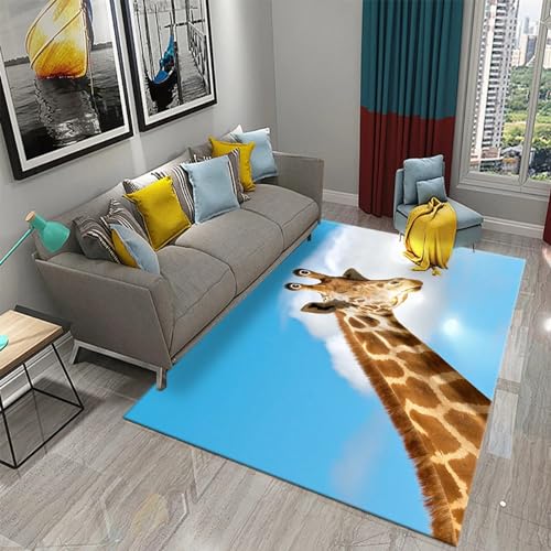 3D Gedruckter Teppich Wohnzimmer Schlafzimmer Teppich Home Room rutschfeste Yoga Bodenmatte Geburtstagsgeschenk Afrikanische Tiersüße Giraffe 200 X 300 cm - Polyester-Soft-Touch, 6V7T-X5I1-7 von Generic