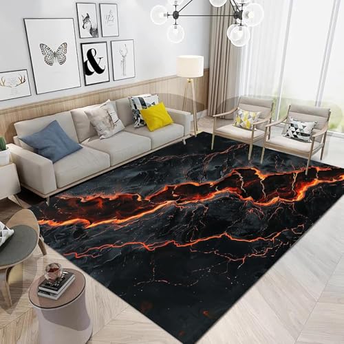 3D-Gedruckter Weicher Schlafzimmerteppich Abstrakte Felsflammentextur 160 X 230 Cm - Rutschfester Teppich Mit Niedrigem Flor - Heimtextilien-Fußmatte - - Anti-Flecken, Fusselt Nicht, Um /6702068641588 von Generic