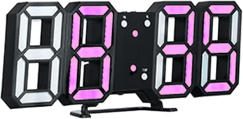 3D Led Digitaler Wecker, Wanduhr, Digitaluhr Tisch Nachtlampe Schlummerfunktion Für Schlafzimmerschreibtisch, Black-pink von Generic